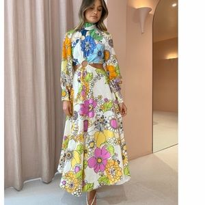 Alemais Farrah Linen Midi Dress in Multi